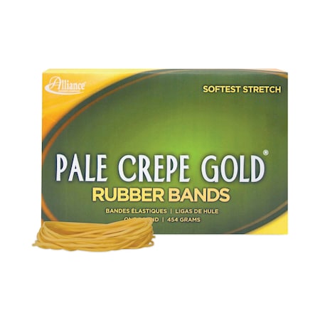 Alliance Rubber Pale Crepe Gold Rubber Bands, Size 19, 0.04" Gauge, Golden Crepe, 1 lb Box, PK1890 20195